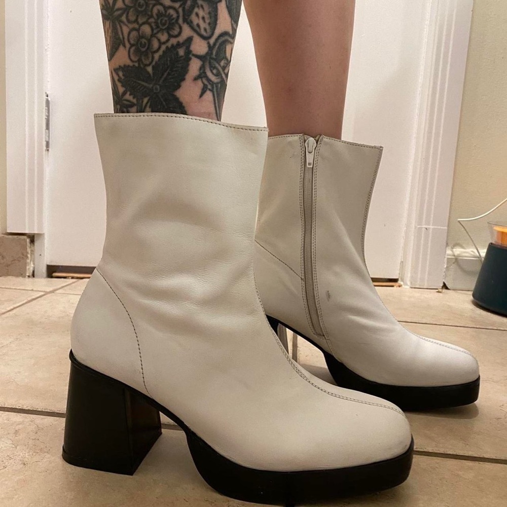 Urban outfitters white chunky boots